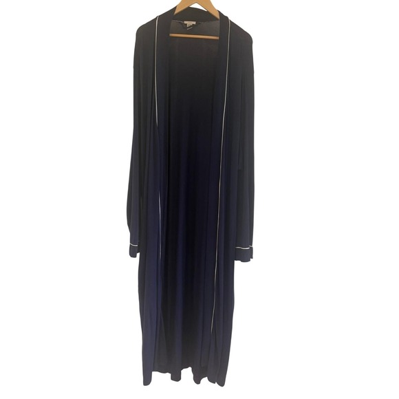 Eberjey Other - Eberjey Gisele Long Robe Navy Blue Modal Spandex Piped Duster XL
